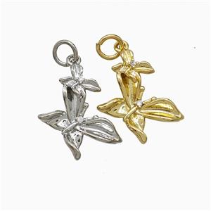 Copper Butterfly Pendant Pave Zirconia Mixed, approx 12-17mm [FN51983]
