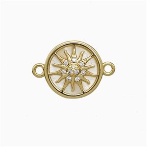 Copper Sun Connector Pave Zirconia Shell Gold Plated, approx 12mm [FN51988]