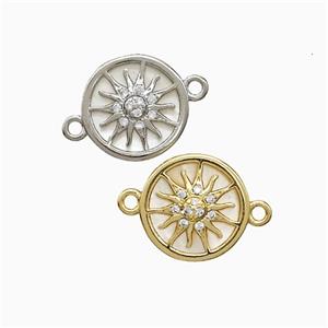 Copper Sun Connector Pave Zirconia Shell Mixed, approx 12mm [FN51989]