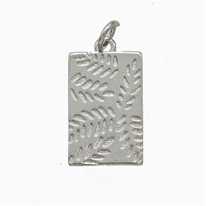 Copper Leaf Pendant Rectangle Platinum Plated, approx 11-17mm [FN51992]