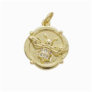 Copper Honeybee Pendant Pave Zirconia Gold Plated, approx 15mm [FN51996]