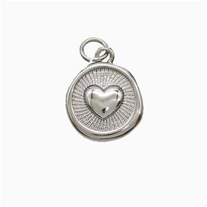 Copper Heart Pendant Circle Platinum Plated, approx 13mm [FN51998]