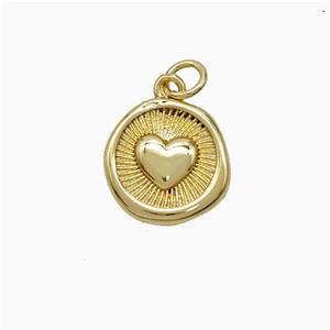 Copper Heart Pendant Circle Gold Plated, approx 13mm [FN51999]