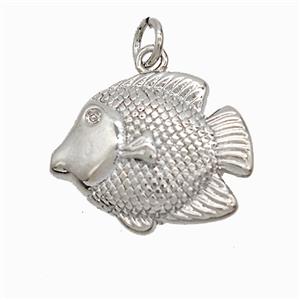 Copper Fish Pendant Platinum Plated, approx 16-19mm [FN52008]