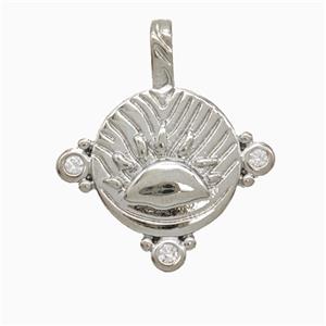 Copper Sun Pendant Pave Zirconia Platinum Plated, approx 19-22mm [FN52011]