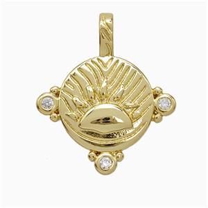 Copper Sun Pendant Pave Zirconia Gold Plated, approx 19-22mm [FN52012]