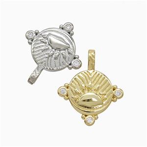 Copper Sun Pendant Pave Zirconia Mixed, approx 19-22mm [FN52013]
