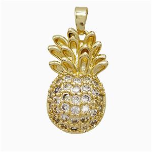Copper Pineapple Pendant Pave Zirconia Gold Plated, approx 13-21mm [FN52015]