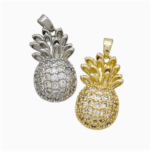 Copper Pineapple Pendant Pave Zirconia Mixed, approx 13-21mm [FN52016]