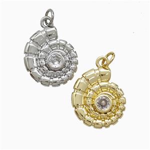 Copper Spiral Shell Pendant Pave Zirconia Mixed, approx 15-18mm [FN52034]