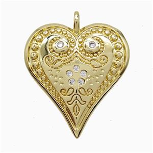 Copper Heart Pendant Pave Zirconia Gold Plated, approx 20mm [FN52039]
