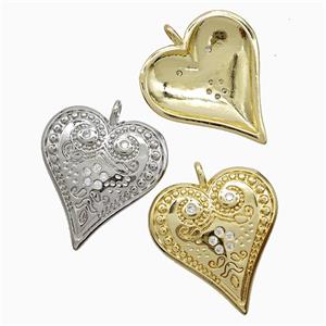 Copper Heart Pendant Pave Zirconia Mixed, approx 20mm [FN52040]