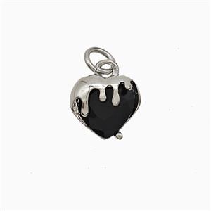 Copper Heart Pendant Pave Black Crystal Glass Platinum Plated, approx 10mm [FN52042]