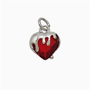 Copper Heart Pendant Pave Red Crystal Glass Platinum Plated, approx 10mm [FN52045]