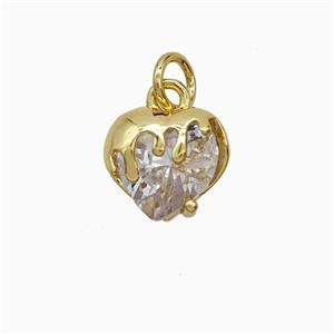 Copper Heart Pendant Pave Crystal Glass Gold Plated, approx 10mm [FN52047]