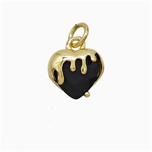 Copper Heart Pendant Pave Black Crystal Glass Gold Plated, approx 10mm [FN52048]