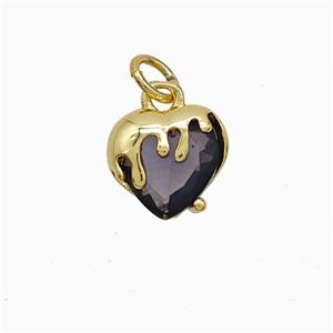 Copper Heart Pendant Pave Crystal Glass Gold Plated, approx 10mm [FN52049]