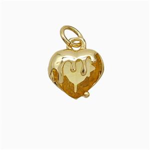 Copper Heart Pendant Pave Yellow Crystal Glass Gold Plated, approx 10mm [FN52050]