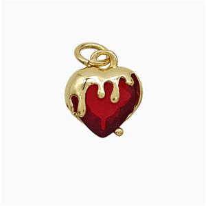 Copper Heart Pendant Pave Red Crystal Glass Gold Plated, approx 10mm [FN52051]