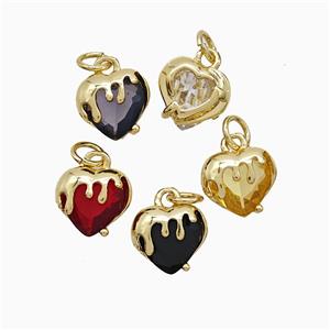 Copper Heart Pendant Pave Crystal Glass Gold Plated Mixed, approx 10mm [FN52052]