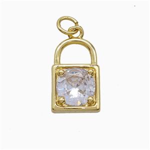 Copper Locket Pendant Pave Crystal Glass Gold Plated, approx 10-16mm [FN52053]