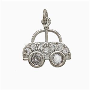 Copper Car Charms Pendnat Pave Zirconia Platinum Plated, approx 14-16mm [FN52057]