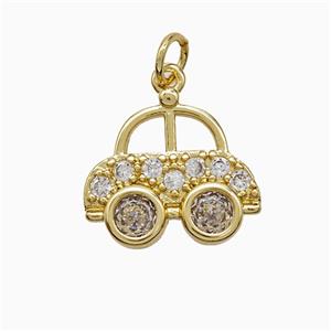 Copper Car Charms Pendnat Pave Zirconia Gold Plated, approx 14-16mm [FN52058]