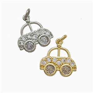 Copper Car Charms Pendnat Pave Zirconia Mixed, approx 14-16mm [FN52059]