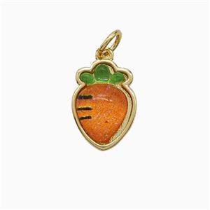 Copper Carrot Pendant Pave Resin Red Gold Plated, approx 10-14mm [FN52060]