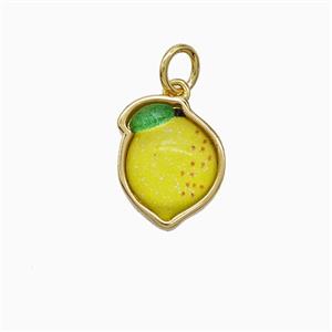 Copper Mango Pendant Pave Yellow Resin Gold Plated, approx 10-13mm [FN52062]