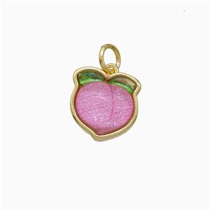 Copper Peach Pendant Pave Resin Gold Plated, approx 11-12mm [FN52063]