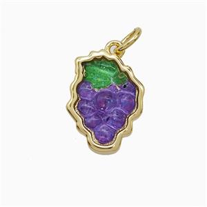 Copper Grape Pendant Pave Purple Resin Gold Plated, approx 10-15mm [FN52064]