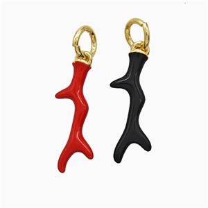 Enamel Antler Pendant Enamel Gold Plated Mixed, approx 6-16mm [FN52073]