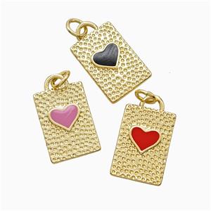 Copper Heart Pendant Enamel Rectangle Gold Plated Mixed, approx 11-16mm [FN52098]