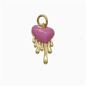 Copper Heart Pendant Pink Enamel Gold Plated, approx 9-16mm [FN52101]
