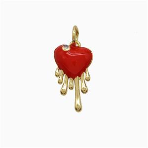 Copper Heart Pendant Red Enamel Gold Plated, approx 9-16mm [FN52102]