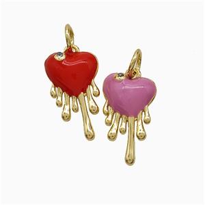 Copper Heart Pendant Enamel Gold Plated Mixed, approx 9-16mm [FN52103]
