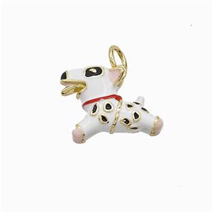 Copper Dog Pendant White Enamel Gold Plated, approx 11.5-14mm [FN52108]