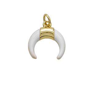 Copper Horn Pendant White Enamel Gold Plated, approx 14.5mm [FN52109]
