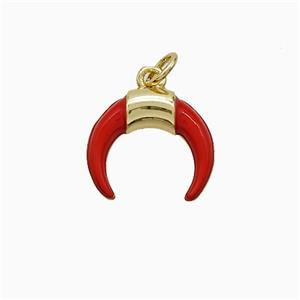 Copper Horn Pendant Red Enamel Gold Plated, approx 14.5mm [FN52111]