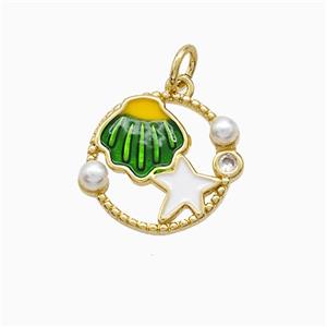 Copper Scallop Starfish Pendant Pave Resin Enamel Gold Plated, approx 15mm [FN52125]