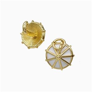 Copper Umbrella Pendant White Enamel Gold Plated, approx 11.5mm [FN52130]