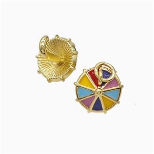 Copper Umbrella Pendant Multicolor Enamel Gold Plated, approx 11.5mm [FN52131]