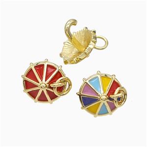 Copper Umbrella Pendant Enamel Gold Plated Mixed, approx 11.5mm [FN52132]