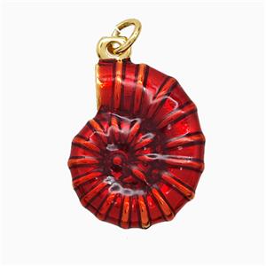 Copper Spiral Shell Pendant Red Painted Gold Plated, approx 15-20mm [FN52148]