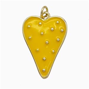 Copper Heart Pendant Yellow Enamel Gold Plated, approx 18-25mm [FN52151]