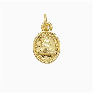 Virgin Mary Charms Copper Pendant 18K Gold Plated, approx 8-10mm [FN52159]