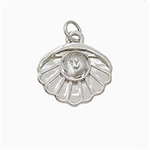 Copper Scallop Shell Pendant Platinum Plated, approx 13-16mm [FN52170]