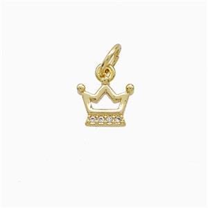 Copper Crown Pendant Pave Zirconia 18K Gold Plated, approx 8mm [FN52176]