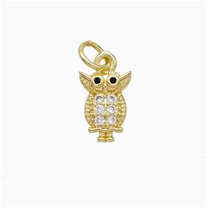 Copper Owl Pendant Pave Zirconia 18K Gold Plated, approx 8-10mm [FN52182]